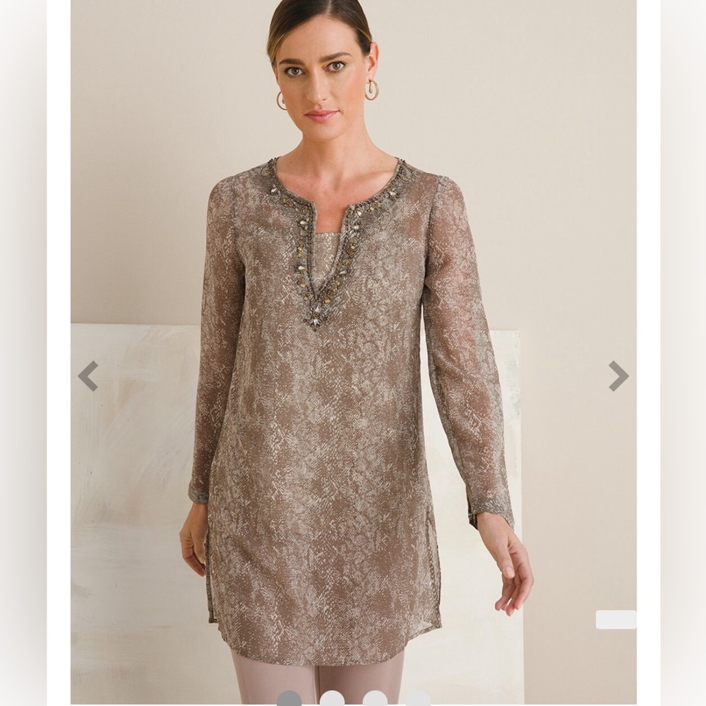 NWT Chicos snake print embellished tunic